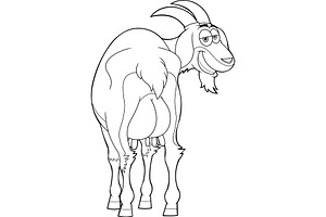 Outlined Smiling Female Goat, an Illustration by HitToon