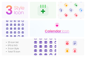 3 Styles Calendar Icon Pack, an Outline Icon by hafizhhapis