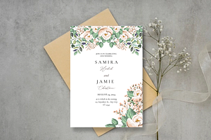 Pink Flower  Wedding Invitation