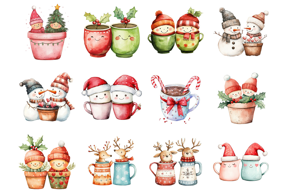Christmas Couple Pot Clipart, an Illustration by Design Market (Photo 3 of 3)