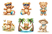 Summer Teddy Bear Clipart, a Seasonal Illustration by DreamArtGraphic (Thumbnail 2 of 4)