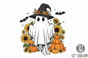 Spooky Ghost Halloween Pumpkins, an Illustration by Designking (Thumbnail 1 of 4)
