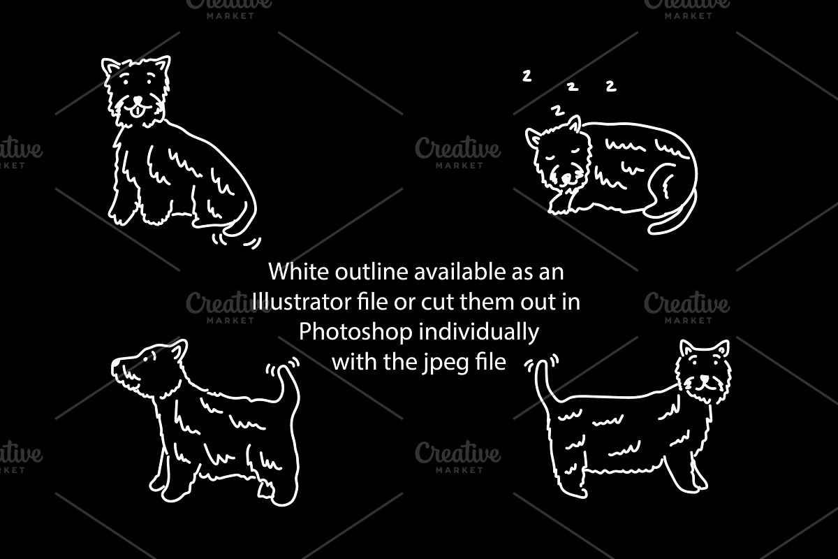Cute doodle West Highland Terriers, an Animal Illustration by Liz Pengilley Studio (Photo 3 of 4)