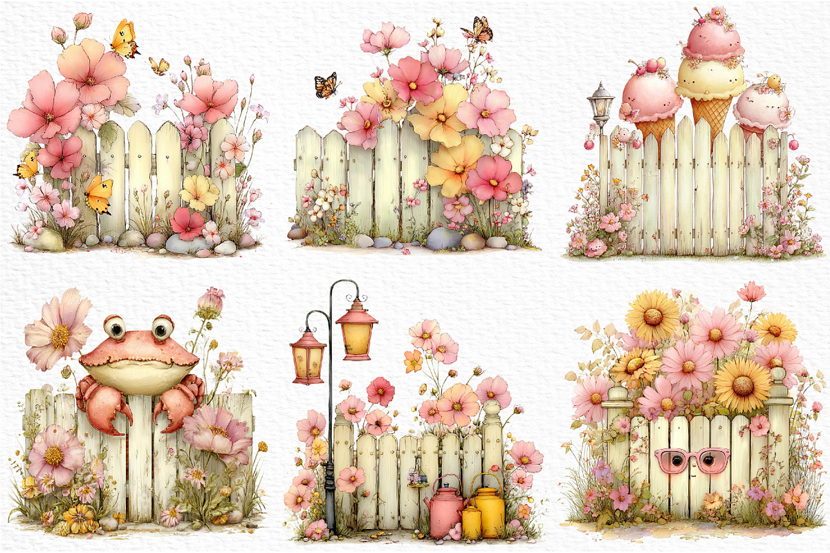 Summer Funny Fence Clipart, an Illustration by Craft Nest (Photo 3 of 12)