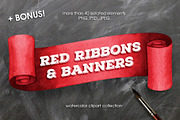 Red ribbons & banners collection, a Decorative Illustration by Anastasia Koba (Thumbnail 1 of 8)