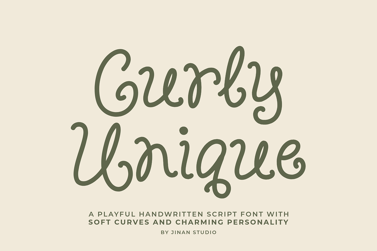 Curly Unique - A Playful Script Font, a Script Font by Ainun Jinan (Photo 1 of 8)