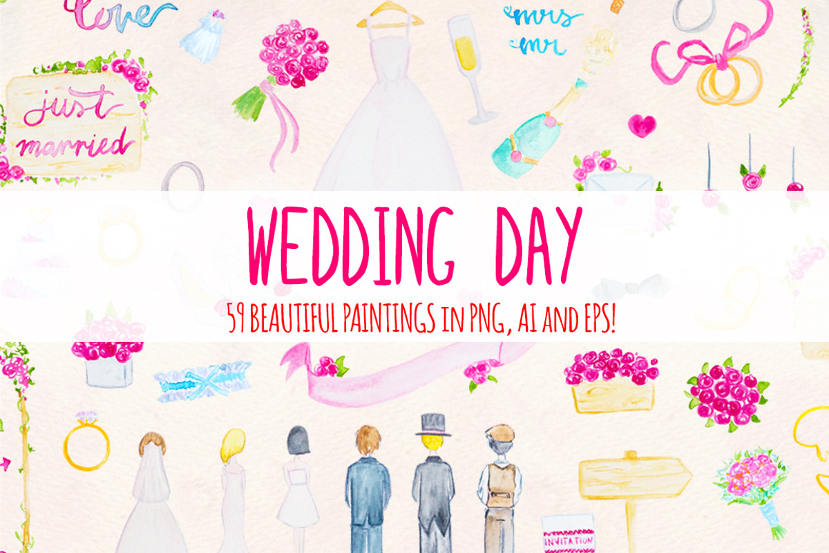Floral Wedding 59 Watercolor Element, a Seasonal Illustration by Violet LeBeaux (Photo 2 of 3)