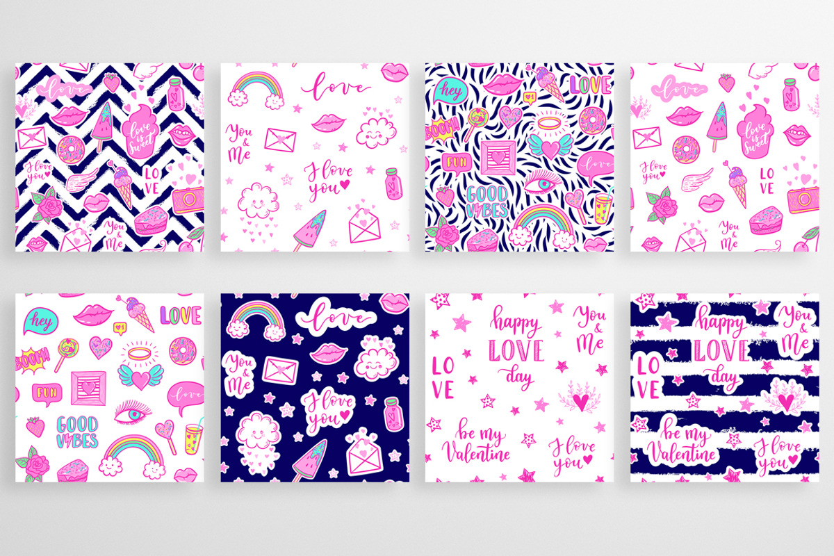 Love patches patterns set, a Pattern Graphic by Midstream (Photo 3 of 6)