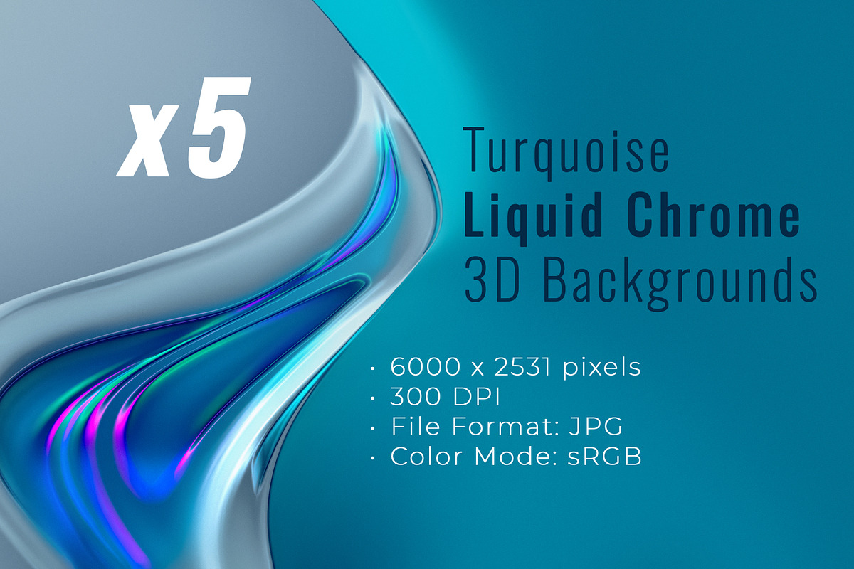 5 Abstract Turquoise 3D Backgrounds, a Background Graphic by BazziBa♥ (Photo 1 of 5)