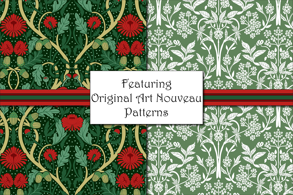 Art Nouveau Christmas Patterns, a Pattern Graphic by RachelStudio (Photo 3 of 10)