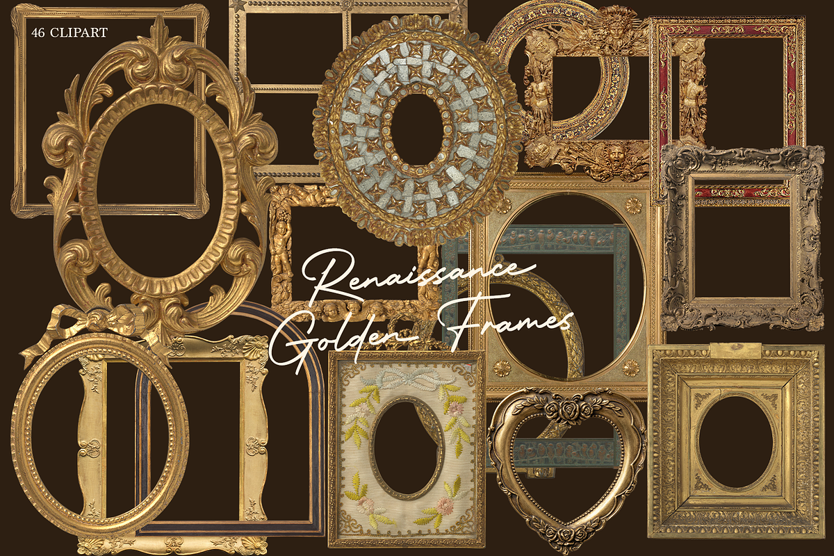 Renaissance Golden Frames Cliparts, an Object Graphic by Lilithcollageart (Photo 1 of 14)