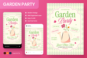 Garden Party Flyer Set, a Flyer Template by Annora Studio