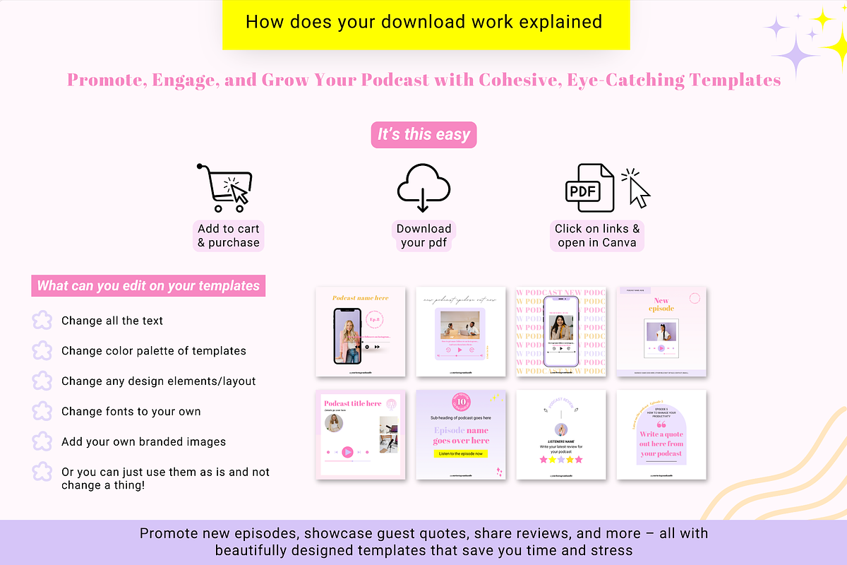 Podcast Instagram templates Canva, a Social Media Template by Cate Creates (Photo 5 of 7)