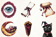 Watercolor Burgundy Halloween Clipar, an Illustration by Libby Wishes (Thumbnail 3 of 11)