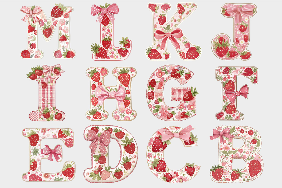 Strawberry Alphabet Clipart, a Seasonal Illustration by Design Market (Photo 4 of 5)