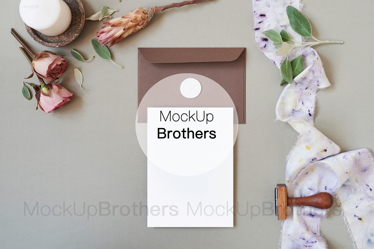 Botanical invitation mock up card, a Print Template by MockUpBrothers (Photo 2 of 6)