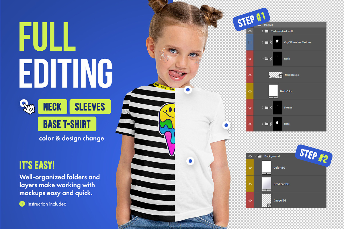 Realistic Kids Girl T-Shirt Mockups, a Shirt Mockup by Hi, Mock-Up! (Photo 2 of 13)
