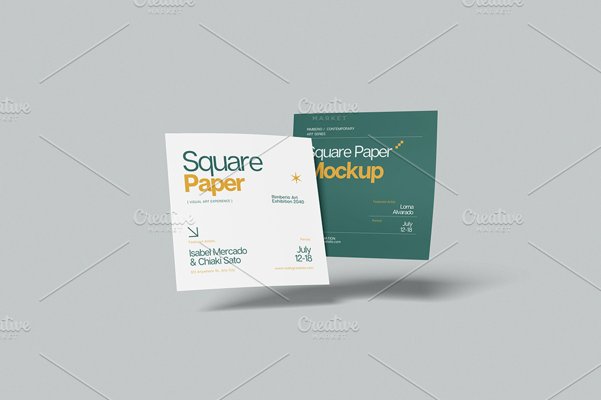 Square Paper Mockup, a Books & Magazine Mockup by Gatamotion (Photo 3 of 5)