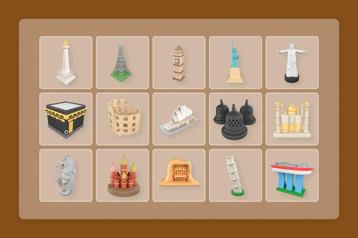 Famous World Architecture 3D Icons, an Object Illustration by twinstd (Photo 6 of 6)