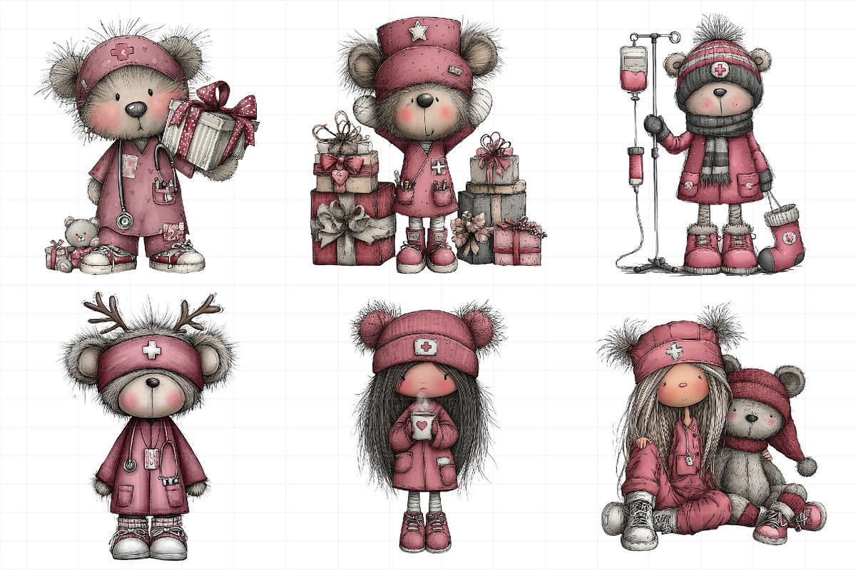 Christmas Nurse Teddy Bear Clipart, an Illustration by Daily.Designs (Photo 4 of 5)