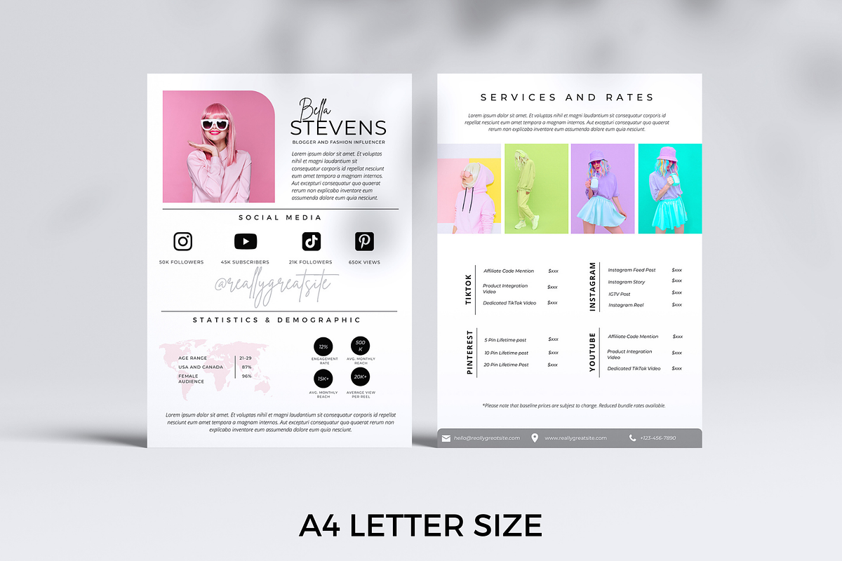 2 Page Modern Media Kit Template, a Presentation Template by CoCreatorDesigns (Photo 4 of 7)