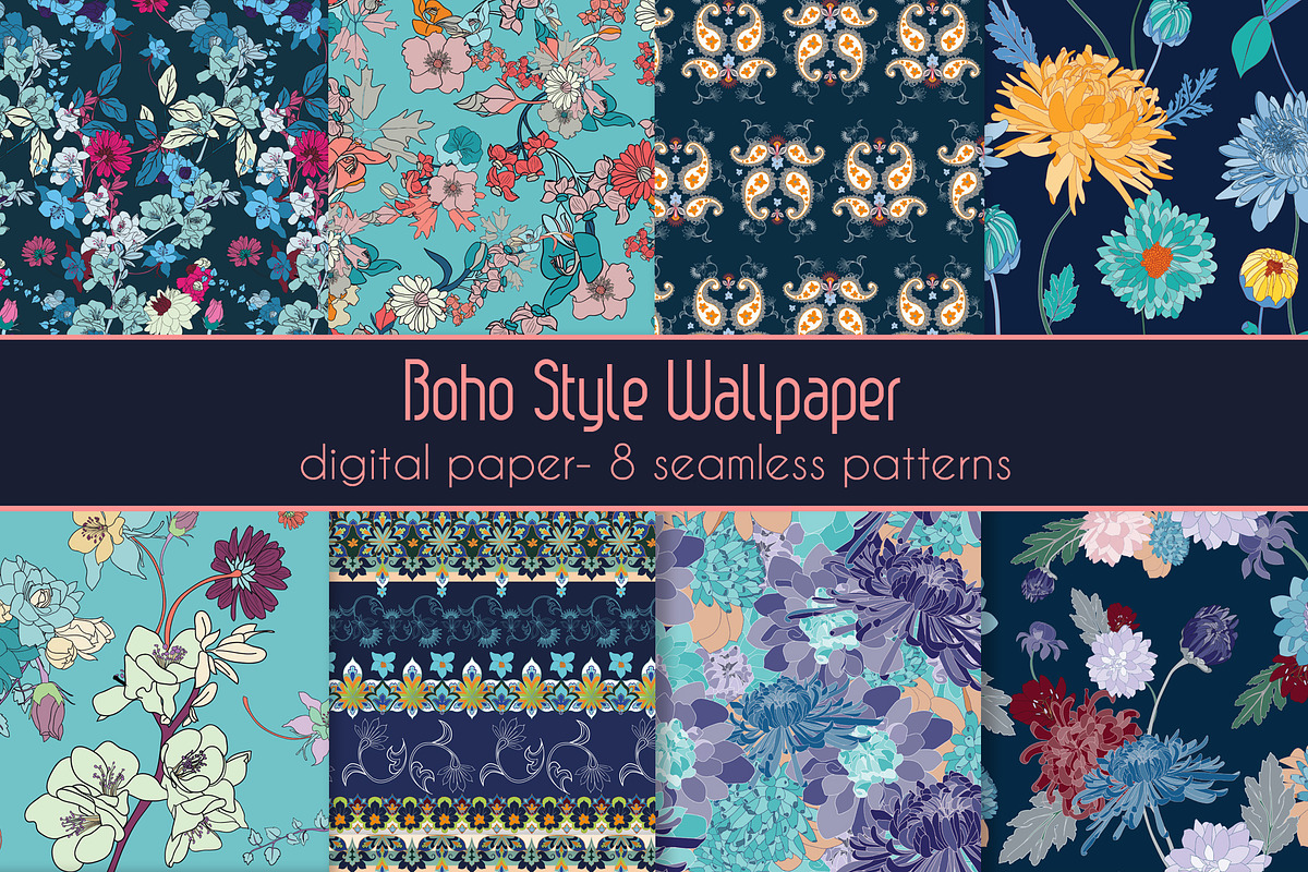 Blue Vector Pattern Pack, a Pattern Graphic by Ania Illustration (Photo 1 of 9)