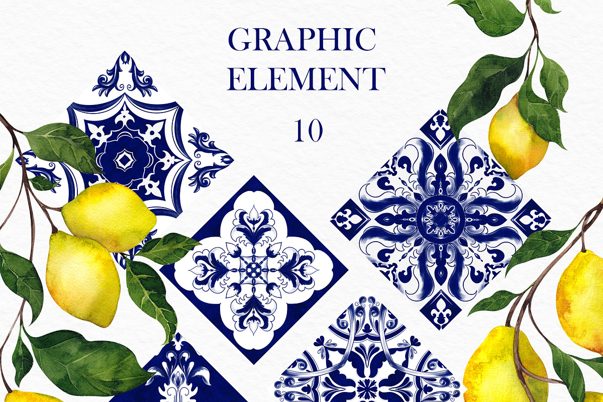 Azulejo. Watercolor Graphic, an Object Illustration by ma_i_vi (Photo 6 of 9)