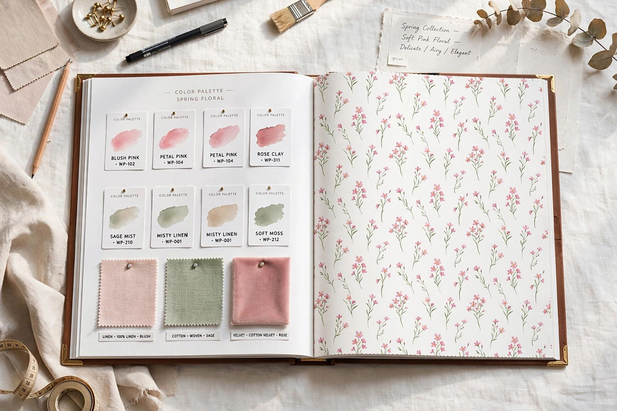 Pink Floral Seamless Digital Paper, a Decorative Illustration by Arslan (Photo 6 of 6)