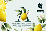 Watercolor vector lemons collection, a Healthcare Illustration by kaer_shop (Thumbnail 1 of 8)