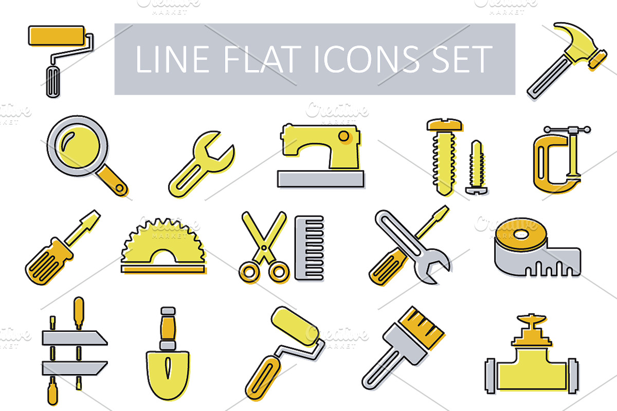 Line flat icon set, an Outline Icon by AlexZeL (Photo 2 of 4)