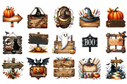 Halloween Wood Sign Clipart, an Illustration by Designking (Thumbnail 2 of 5)