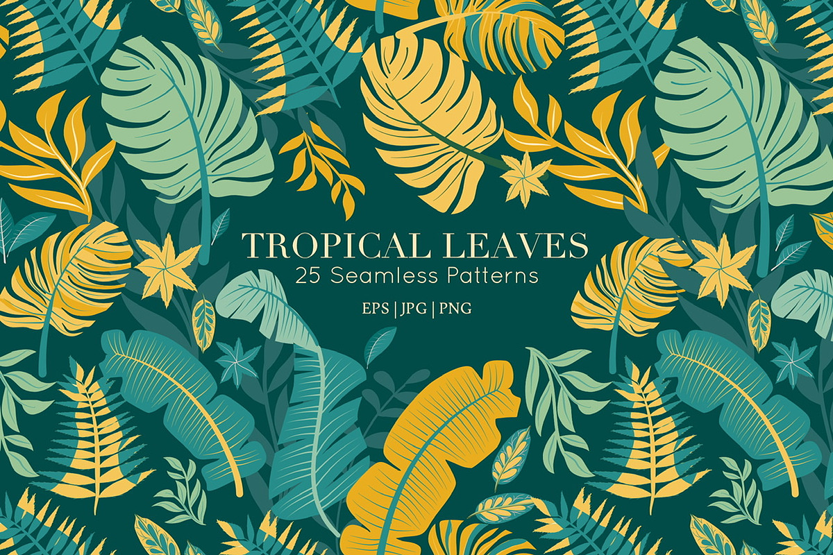 TROPICAL LEAVES Vector Patterns, a Pattern Graphic by Madebyia (Photo 1 of 10)
