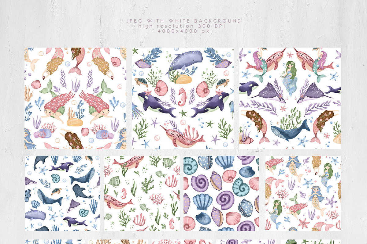 Ocean clipart & digital paper, a Decorative Illustration by Yelloo Fish (Photo 12 of 19)