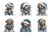 Whimsical Blue Christmas Teddy Bear, a Work Illustration by SinaCreation (Thumbnail 2 of 6)