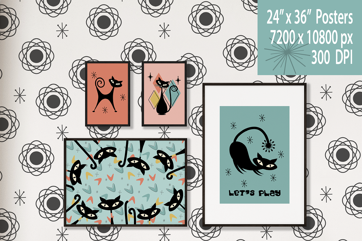 Atomic Cat Posters, Mid Century, an Animal Illustration by Blynn Pippen (Photo 2 of 9)