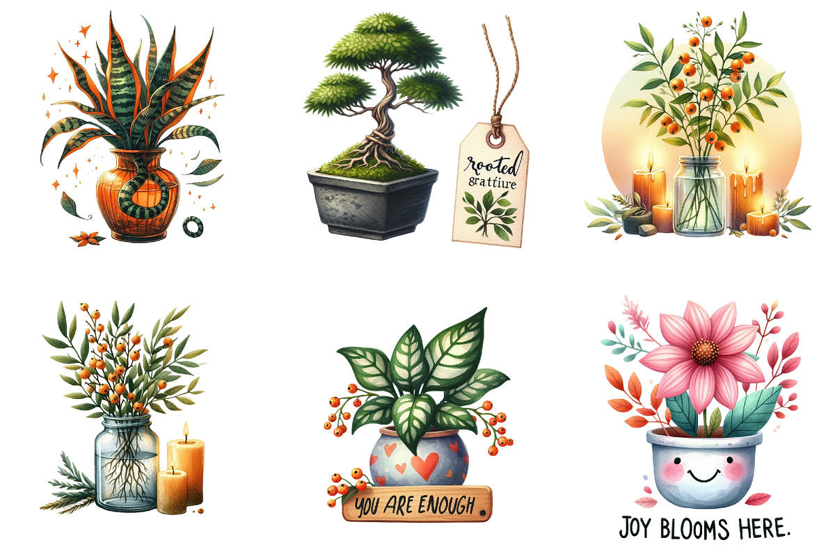 Positive Autumn Houseplant Clipart, an Illustration by DreamArtGraphic (Photo 3 of 4)