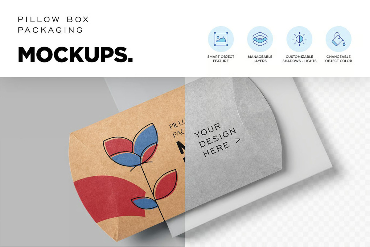 Pillow Box Mockups, a Packaging Mockup by megostudi0 (Photo 5 of 7)