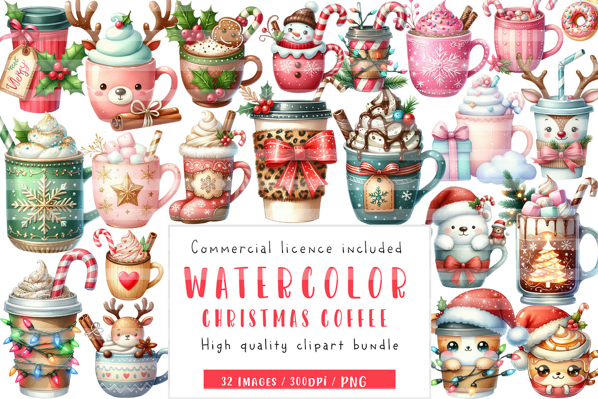 Cute Christmas Coffee Sublimation, an Illustration by CreationArt (Photo 1 of 7)