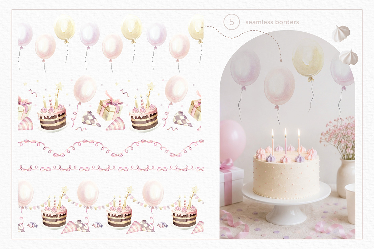 Birthday Bunny Watercolor collection, an Animal Illustration by Farida Bik (Photo 6 of 10)