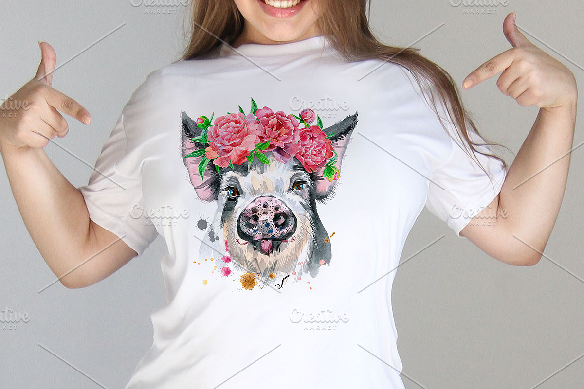 Watercolor pigs, an Animal Illustration by Watercolor fantasy (Photo 8 of 10)