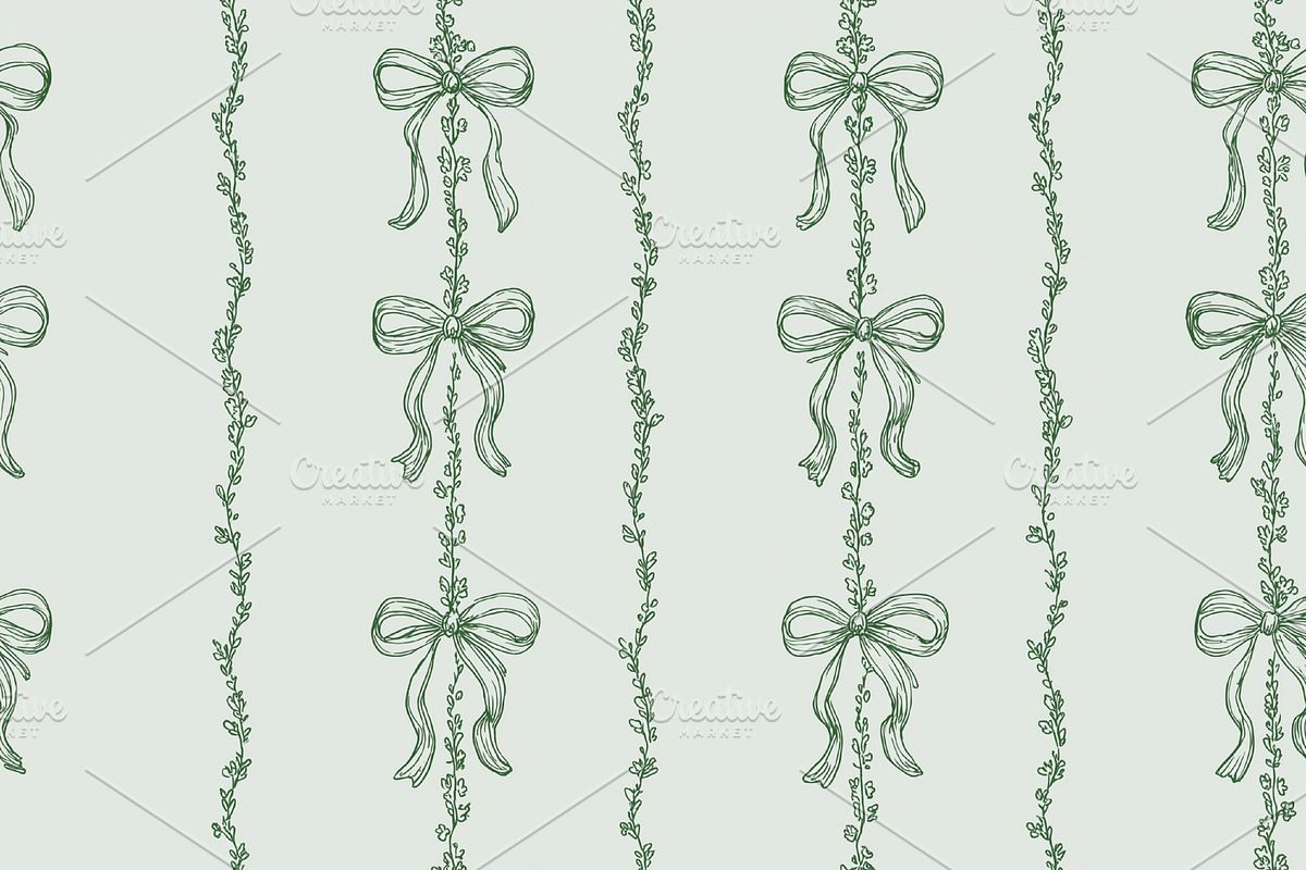 Seamless pattern seamless pattern with hand drawn floral bows an, a Pattern Graphic by Studio ANNA