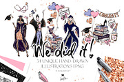 Graduation Clipart Fashion Girls PNG, an Education Illustration by KaramfilaS (Thumbnail 1 of 6)