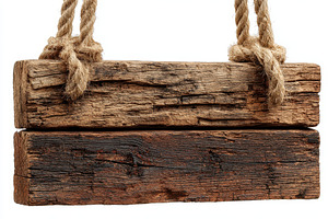 Rustic Wooden Sign Hanging on Rope N, a Photo by Pixeness Studio