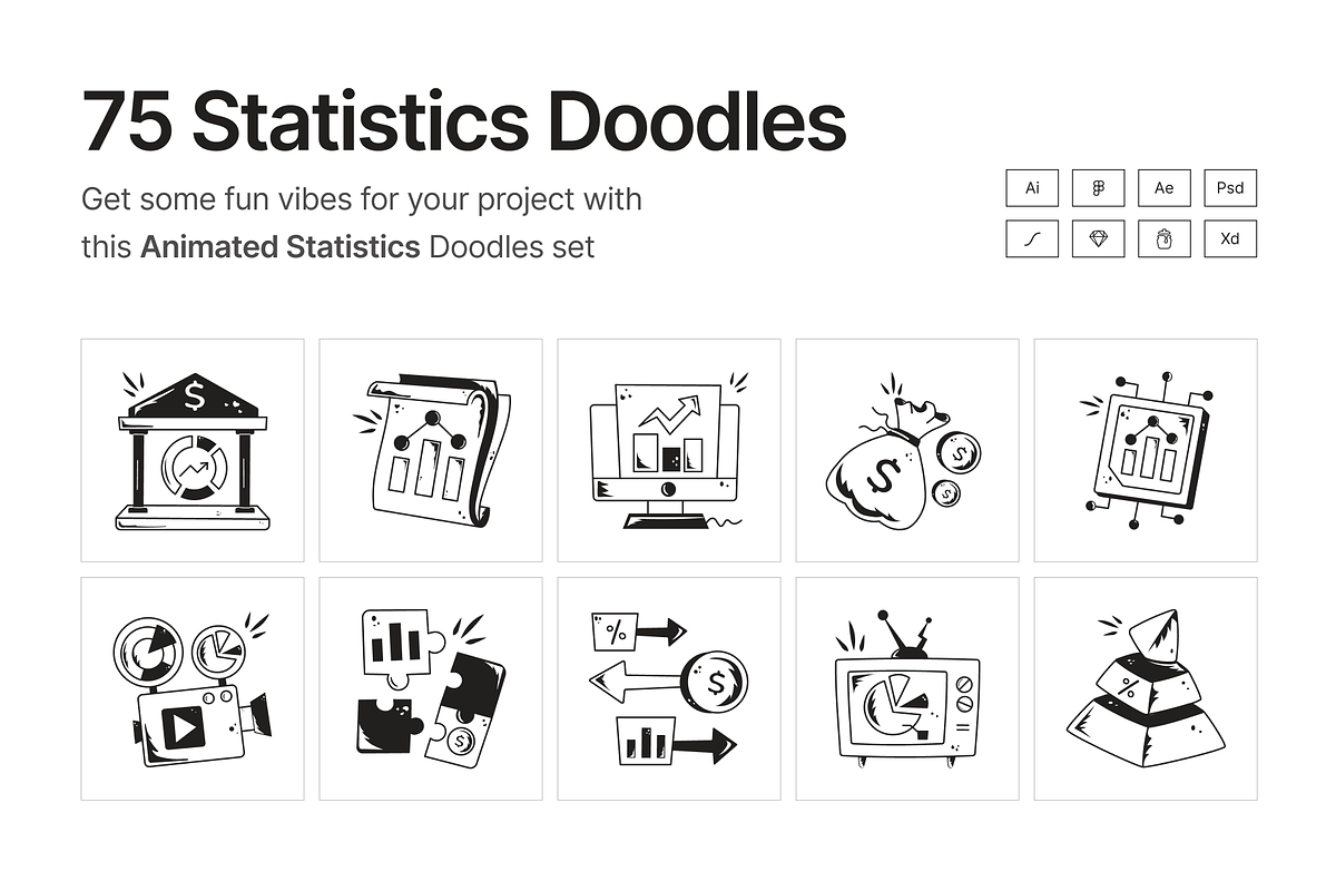 Animated Statistics Doodles, a Solid Icon by Prosymbols (Photo 1 of 7)