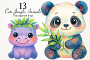 Cute Jungle Animals PNG Clipart, an Animal Illustration by RobertsArt (Thumbnail 1 of 5)