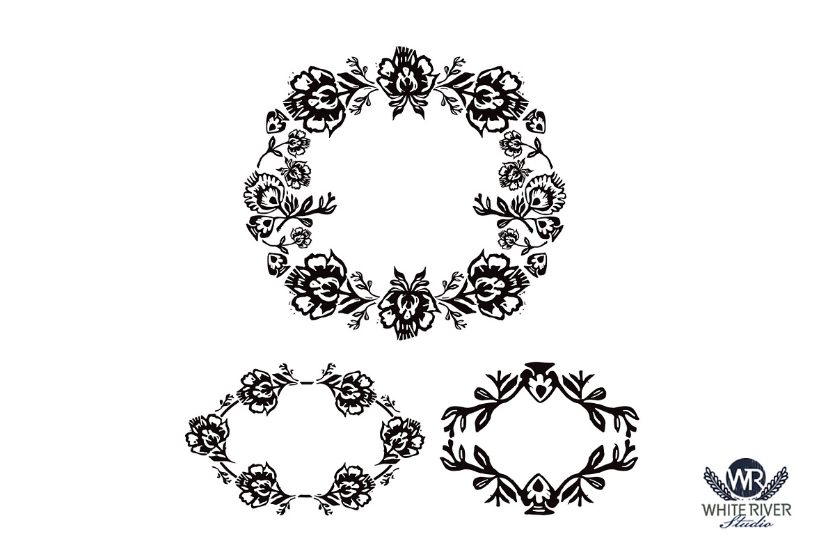 Floral Flourish Linocuts, an Illustration by WhiteRiverStudio (Photo 7 of 10)