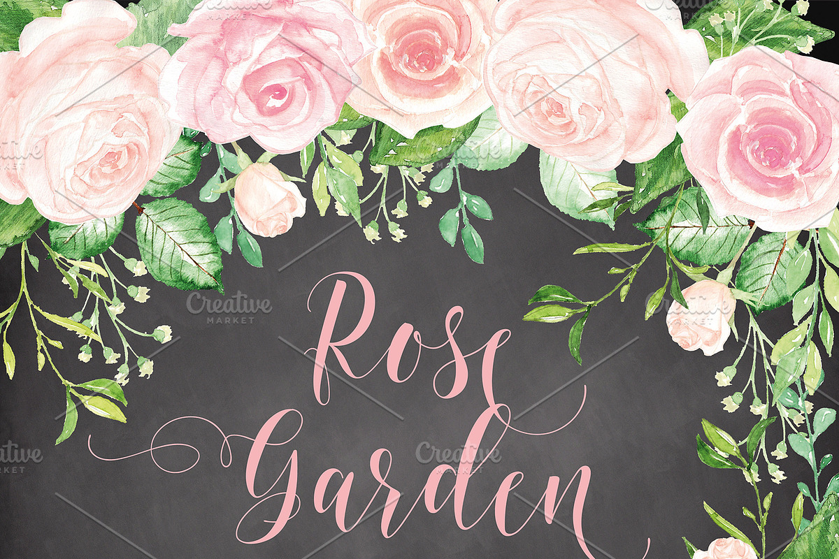 Rustic watercolor roses, an Illustration by designloverstudio