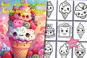 Cute Kawaii Food Coloring Book, an Animal Illustration by Printable Design Store