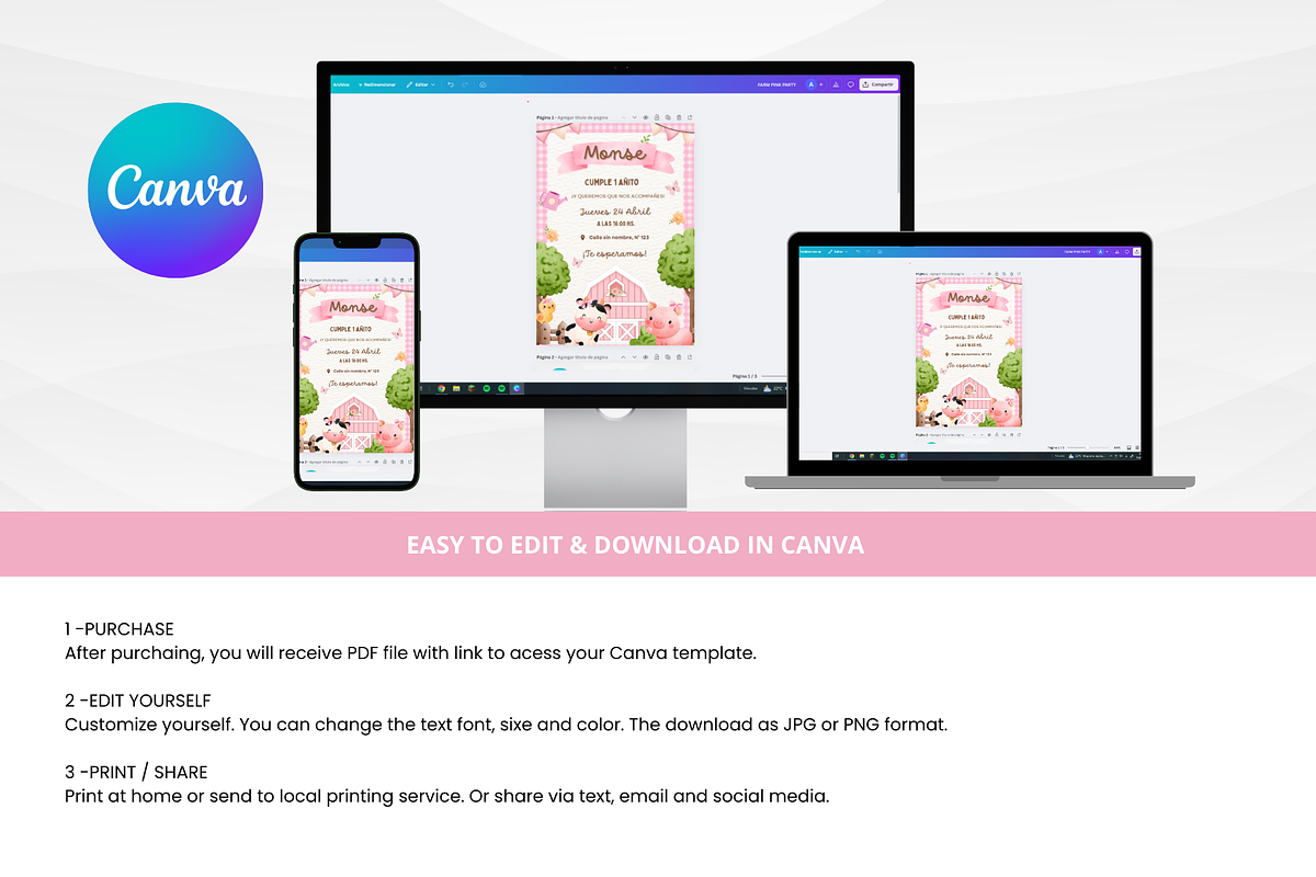 Farm Birthday Invitation Template, a Templates & Theme by AlyanDigital (Photo 2 of 3)