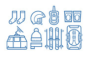 Snowboard and Ski Equipment Icons, an Outline Icon by Alex Krugli (Thumbnail 3 of 5)
